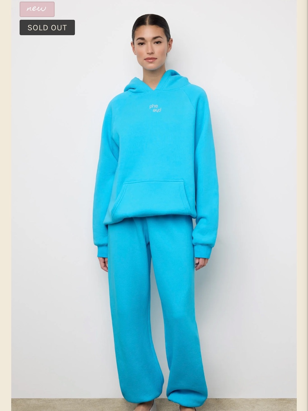 Turquoise Jogger Sweat Pants with Rhinestone Lettering - Picture 3 of 3